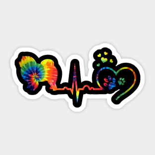 Chow Chow Heartbeat Tie Dye Sticker